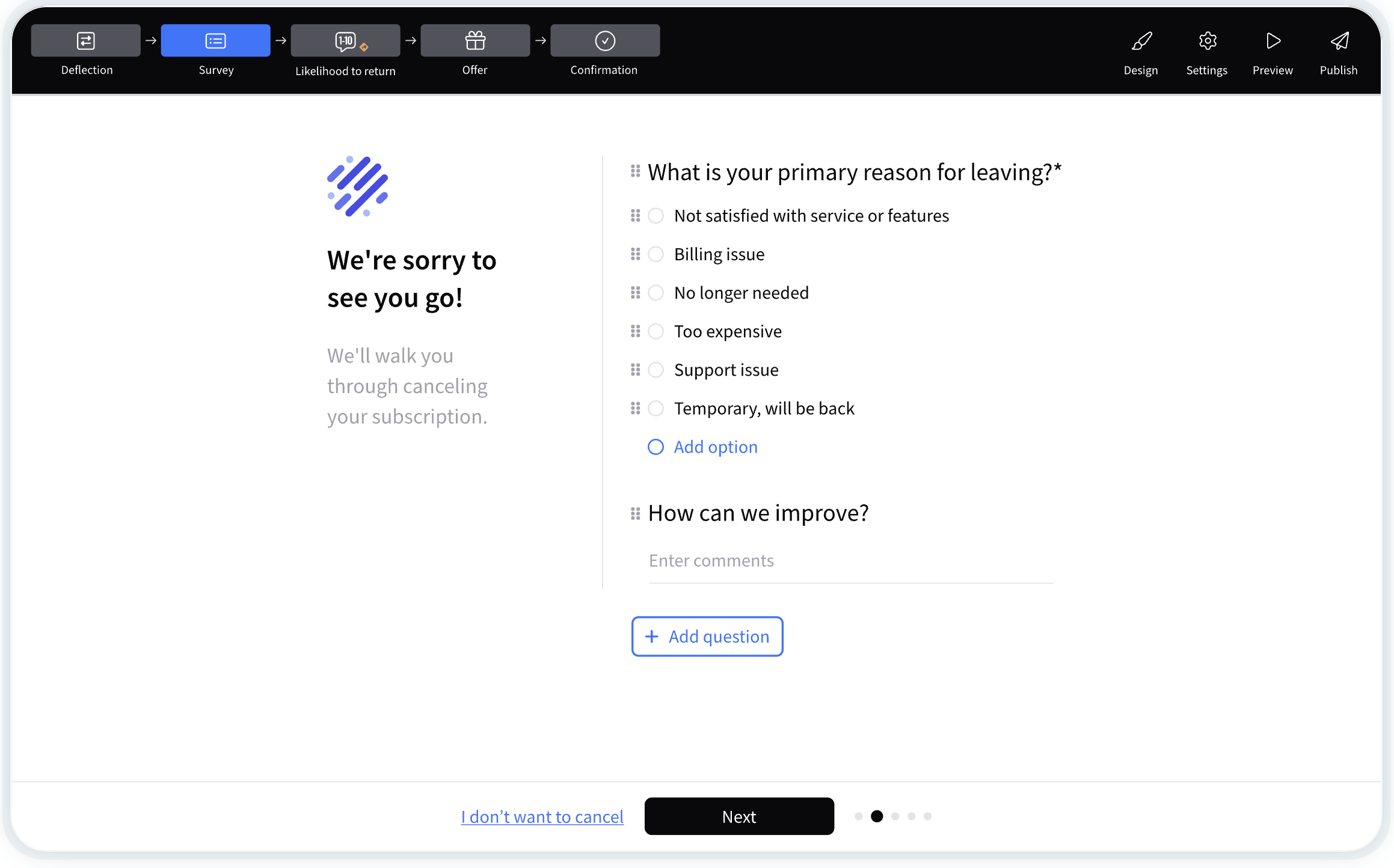 ProsperStack cancellation flow builder